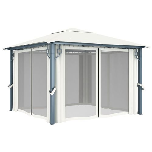 vidaXL Gazebo with Curtain 300x300 cm Cream Aluminium