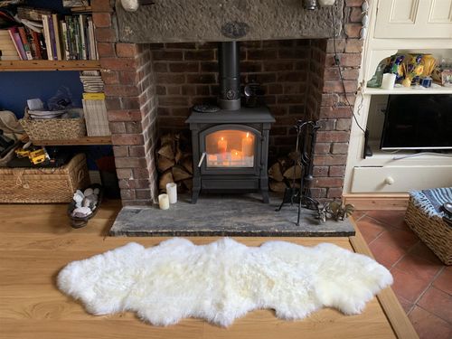 Nordvek Double Sheepskin Rug - 2 Pelts Sewn End To End - Natural