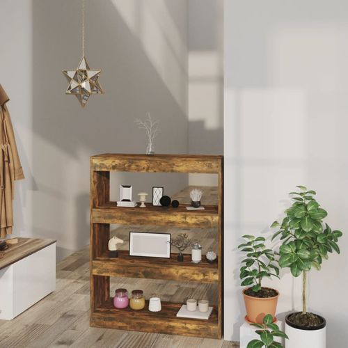 vidaXL Book Cabinet/Room Divider Smoked Oak 80x30x103 cm Engineered wood - smoked oak