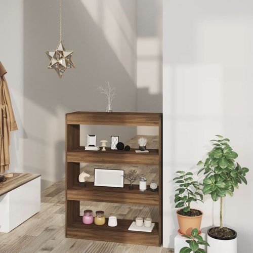 vidaXL Book Cabinet/Room Divider Smoked Oak 80x30x103 cm Engineered wood - brown oak