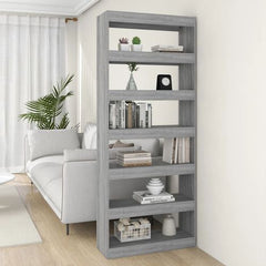 vidaXL Book Cabinet/Room Divider Smoked Oak 80x30x198 cm Engineered Wood