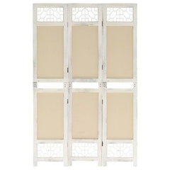 vidaXL 3-Panel Room Divider Cream 105x165 cm Fabric