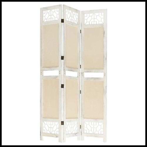 vidaXL 3-Panel Room Divider Cream 105x165 cm Fabric