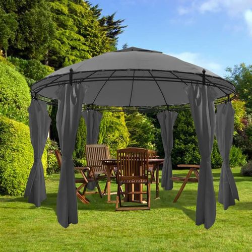 vidaXL Gazebo with Curtains Round 3.5x2.7 m Anthracite - anthracite