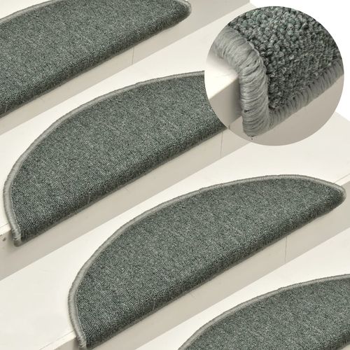 vidaXL Carpet Stair Treads 15 pcs Dark Green 56x17x3 cm - dark green / 15 / 56 x 17 x 3 cm