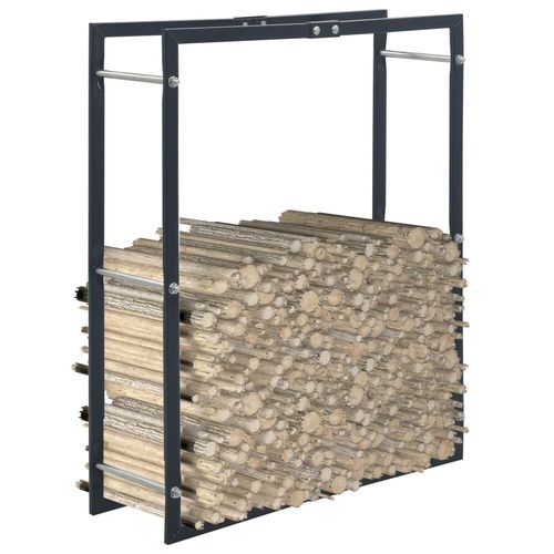 vidaXL Firewood Rack Black 50x20x150 cm Steel