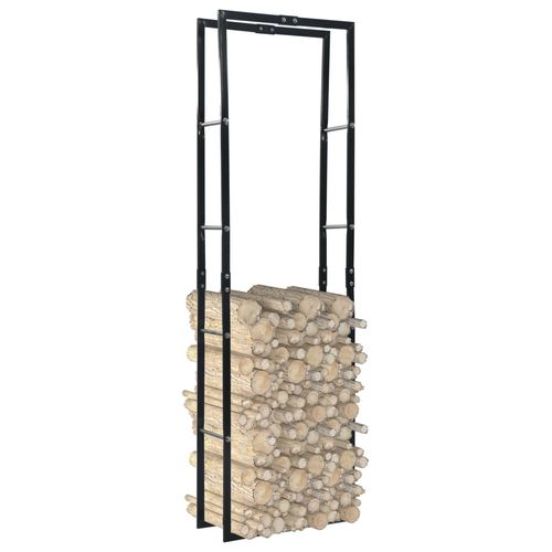 vidaXL Firewood Rack Black 50x20x150 cm Steel