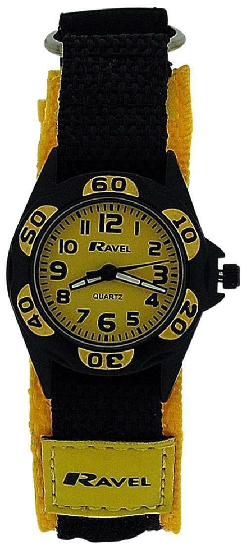 Ravel Children Velcro Nylon Watch Available Multiple Colour & Design R1507 - Black/Yellow