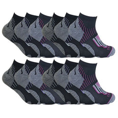 12 Pack Ladies Cycling Socks - 4-7 UK