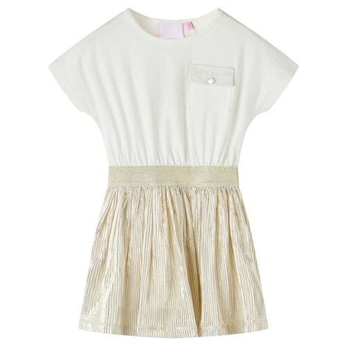 Kids’ Dress with Short Sleeves Ecru 92 - 92 (1.5-2y)