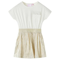 Kids’ Dress with Short Sleeves Ecru 92