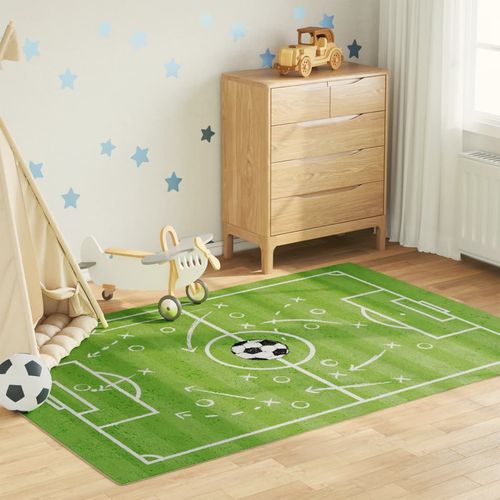 vidaXL Kids’ Rug Green 160x230 cm Football Field Washable Anti Slip