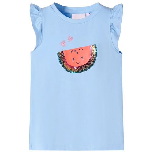 Kids’ T-shirt with Ruffle Sleeves Coral 92 - blue / 128 (7-8y)