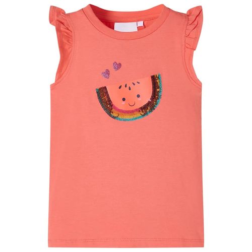 Kids’ T-shirt with Ruffle Sleeves Coral 92 - coral / 92 (1.5-2y)
