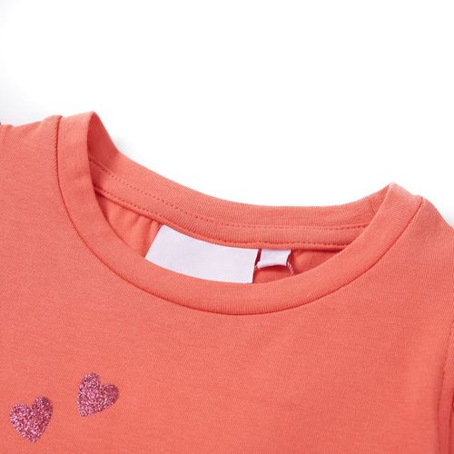 Kids’ T-shirt with Ruffle Sleeves Coral 92