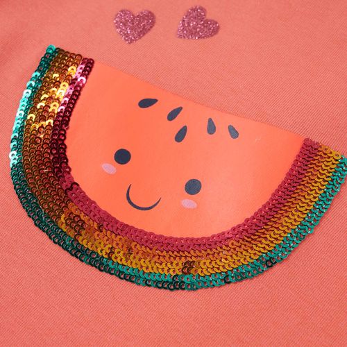 Kids’ T-shirt with Ruffle Sleeves Coral 92