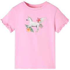 Kids’ T-shirt with Short Sleeves Bright Pink 92
