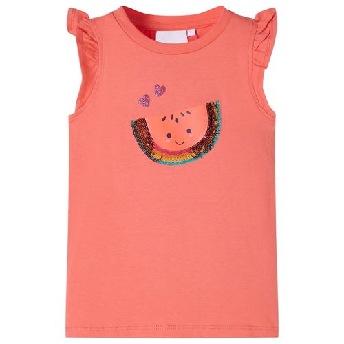 Kids’ T-shirt with Ruffle Sleeves Coral 92