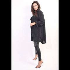 Oversized Satin Ruffle Shirt Dress
