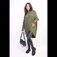 Oversized Satin Ruffle Shirt Dress