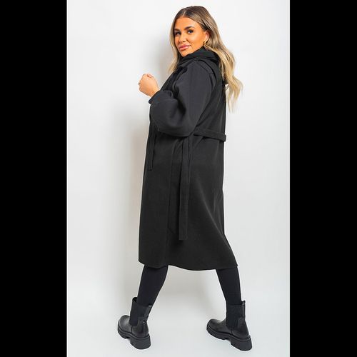 Longline Sleeveless Wide Lapel Waist Tie Jacket