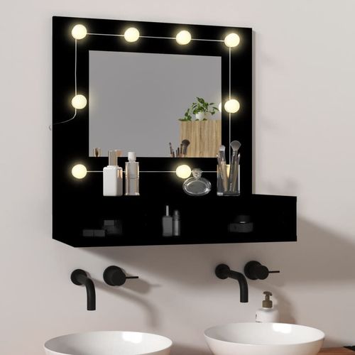 vidaXL Mirror Cabinet with LED Black 60x31.5x62 cm - black