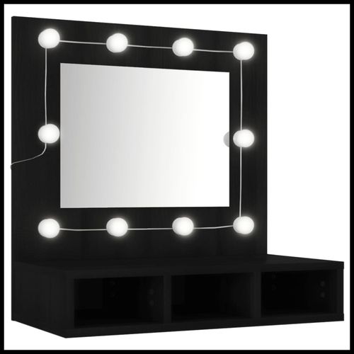 vidaXL Mirror Cabinet with LED Black 60x31.5x62 cm