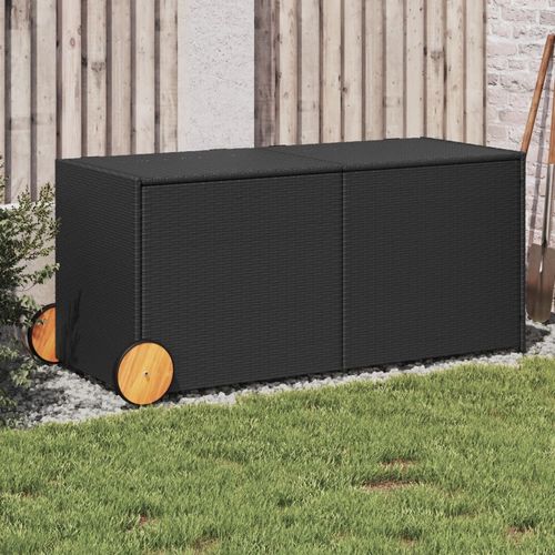 vidaXL Garden Storage Box Poly Rattan 200x50x60 cm Black - black / 127 x 55 x 56/59.5 cm