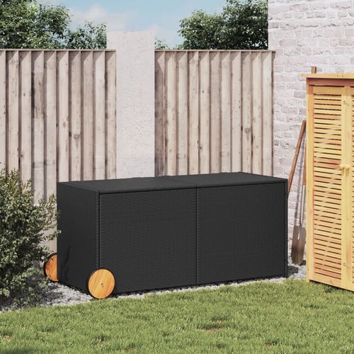 vidaXL Garden Storage Box Poly Rattan 200x50x60 cm Black