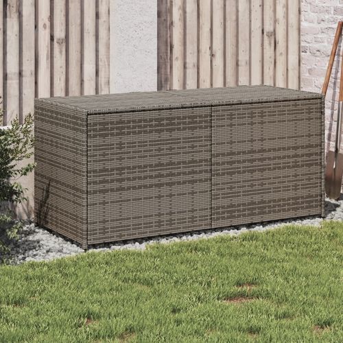 vidaXL Garden Storage Box Poly Rattan 200x50x60 cm Black - grey / 120 x 50 x 56 cm
