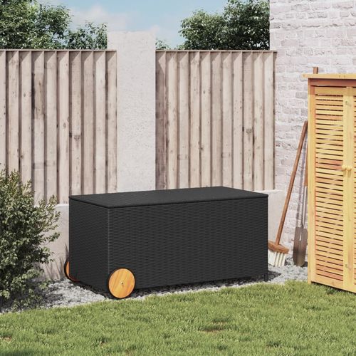 vidaXL Garden Storage Box Poly Rattan 200x50x60 cm Black