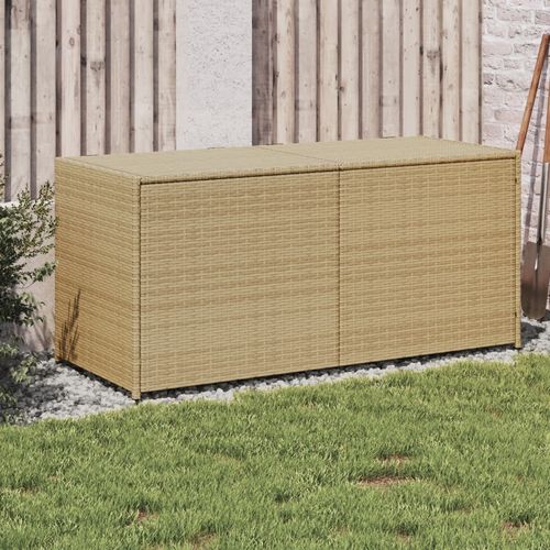 vidaXL Garden Storage Box Poly Rattan 200x50x60 cm Black - mix beige / 120 x 50 x 56 cm