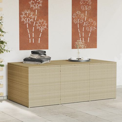 vidaXL Garden Storage Box Poly Rattan 200x50x60 cm Black - mix beige / 180 x 90 x 70 cm