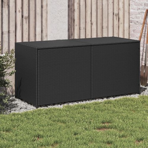 vidaXL Garden Storage Box Poly Rattan 200x50x60 cm Black - black / 120 x 50 x 56 cm