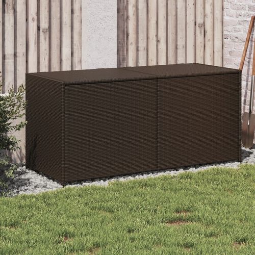 vidaXL Garden Storage Box Poly Rattan 200x50x60 cm Black - brown / 120 x 50 x 56 cm