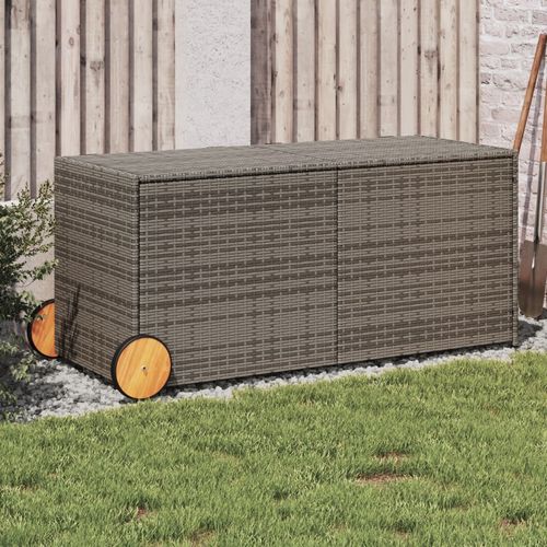 vidaXL Garden Storage Box Poly Rattan 200x50x60 cm Black - grey / 127 x 55 x 56/59.5 cm