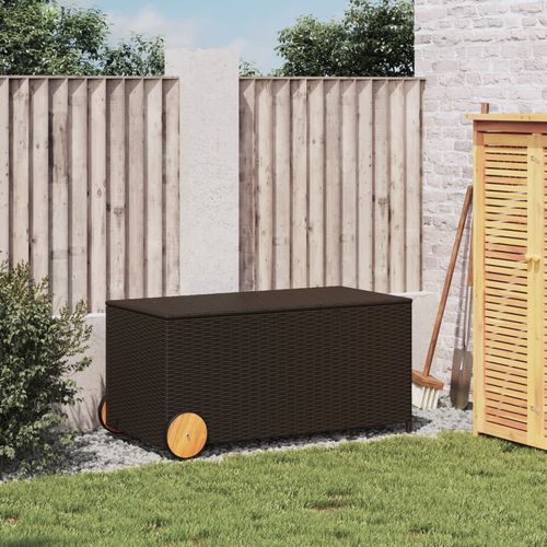 vidaXL Garden Storage Box Poly Rattan 200x50x60 cm Black