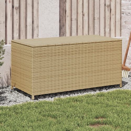 vidaXL Garden Storage Box Poly Rattan 200x50x60 cm Black - mix beige / 100 x 50 x 50 cm