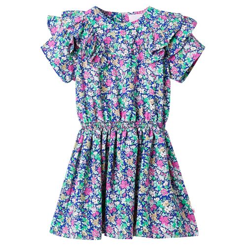 Kids’ Dress with Ruffle Sleeves Cobalt Blue 92 - 92 (1.5-2y)