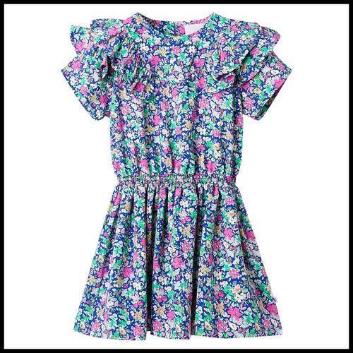 Kids’ Dress with Ruffle Sleeves Cobalt Blue 92