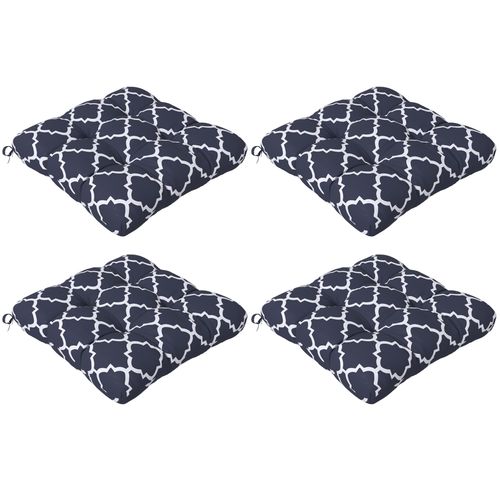 Outsunny Set of 4 Outdoor Seat Cushion with Ties for Garden Furniture Beige