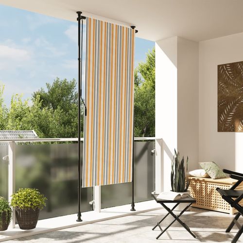 vidaXL Outdoor Roller Blind Blue and White 100x270 cm Fabric&Steel - yellow / 100 x 270 cm