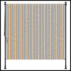 vidaXL Outdoor Roller Blind Blue and White 100x270 cm Fabric&Steel