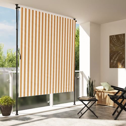 vidaXL Outdoor Roller Blind Blue and White 100x270 cm Fabric&Steel - orange / 200 x 270 cm