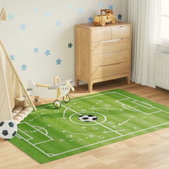 vidaXL Kids’ Rug Green 160x230 cm Football Field Washable Anti Slip