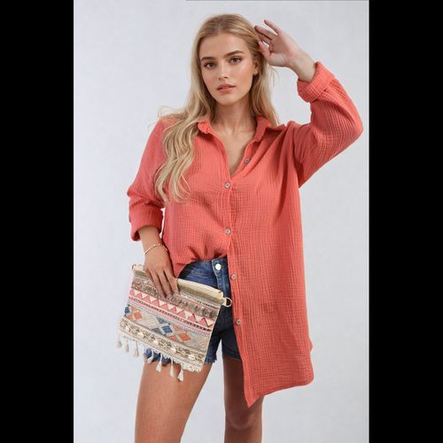 Button Down Long Sleeve Oversized Shirt