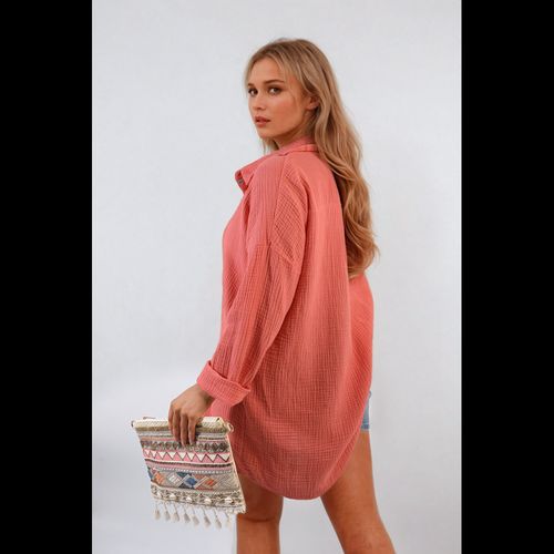 Button Down Long Sleeve Oversized Shirt