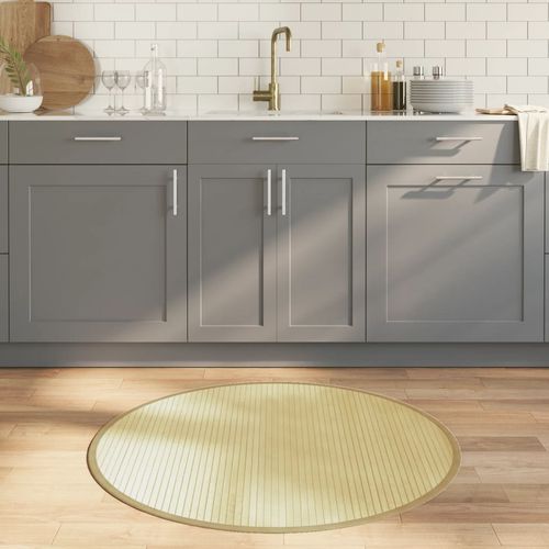 vidaXL Rug Round Black60 cm Bamboo - light natural / 100 cm