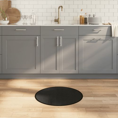 vidaXL Rug Round Black60 cm Bamboo - black / 60 cm