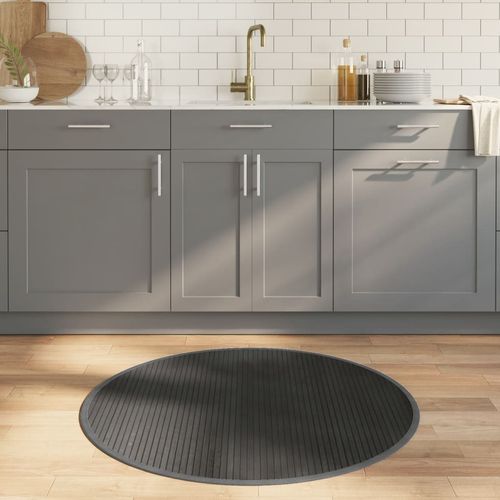 vidaXL Rug Round Black60 cm Bamboo - grey / 100 cm